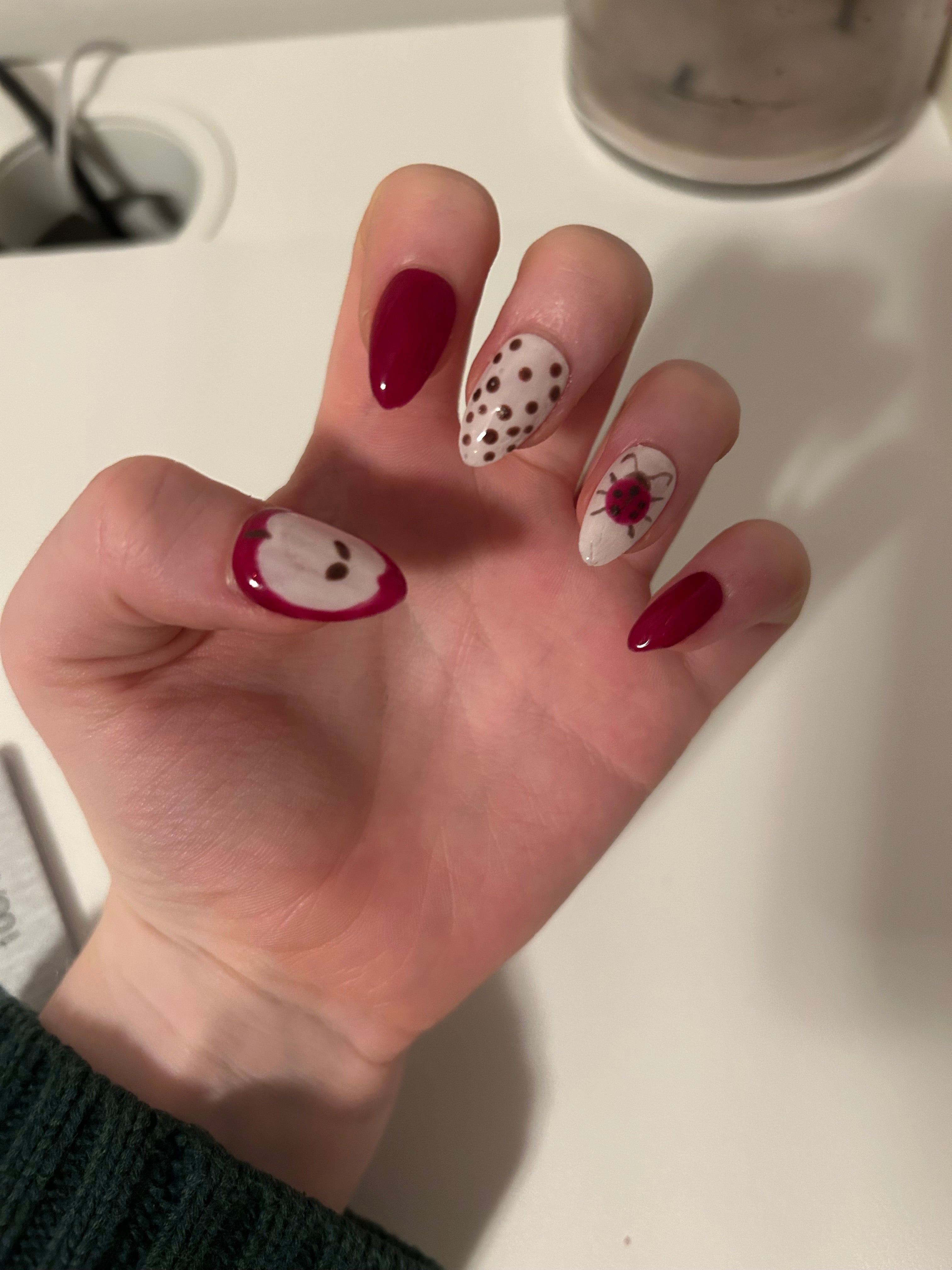 Fall apple nail set - Short Almond