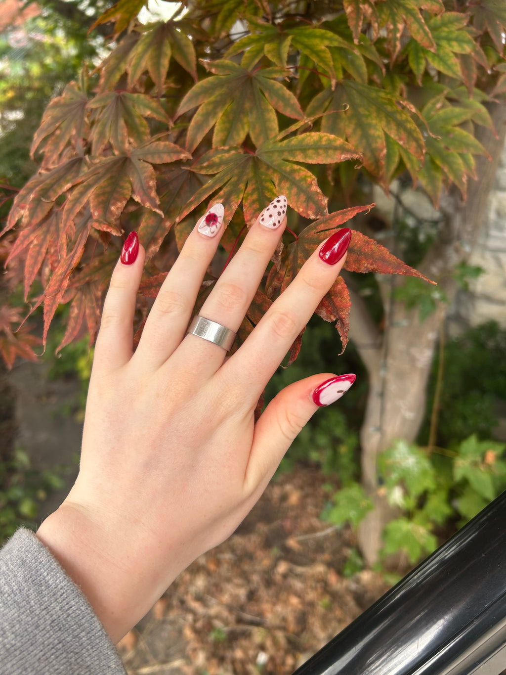 Fall apple nail set - Short Almond