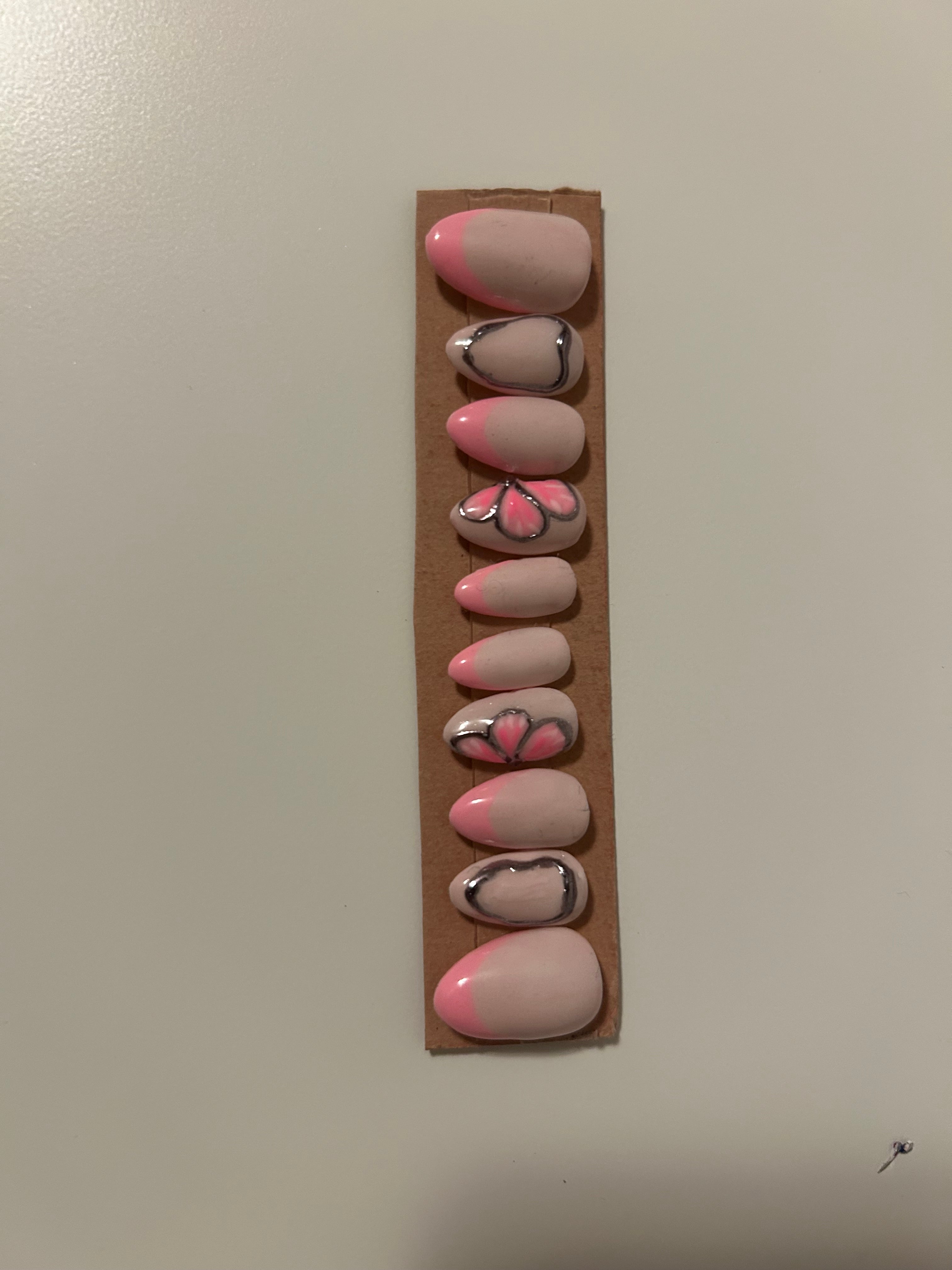 Pink French Tip and Chrome - Short Almond