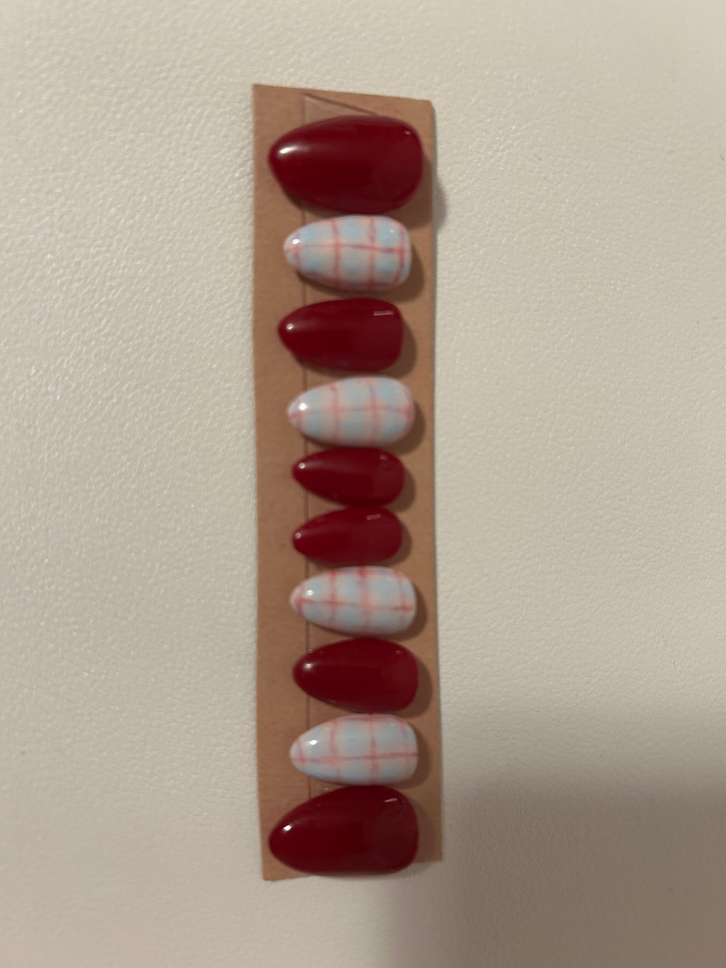 Red Gingham - Short Almond