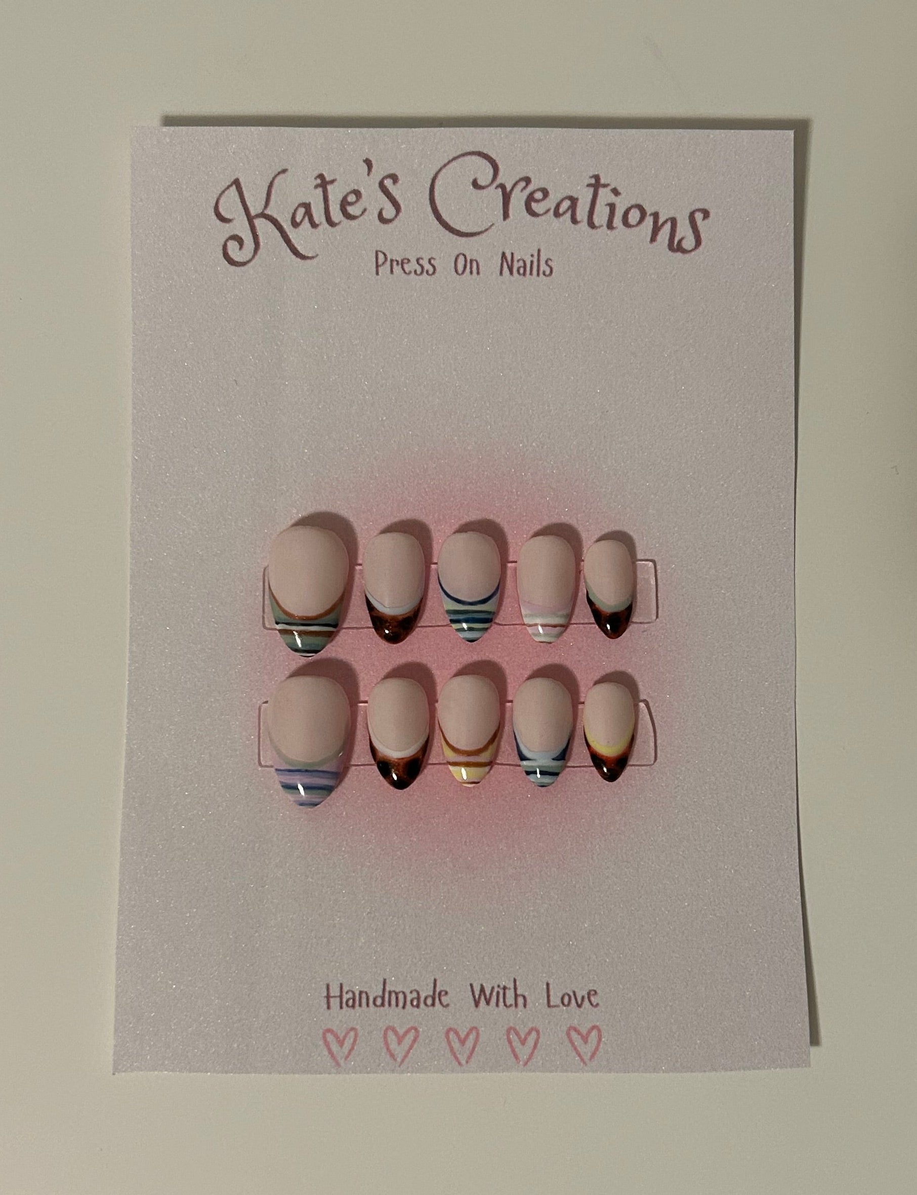 Multicolour Patterned French Tips - Short Almond