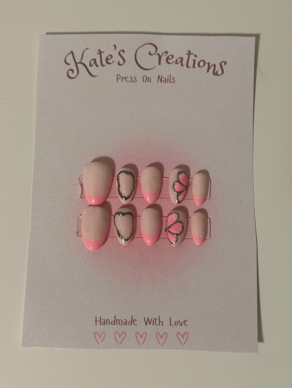 Pink French Tip and Chrome - Short Almond